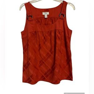 Ann Taylor Loft Orange Sleeveless Shirt. Size Small.